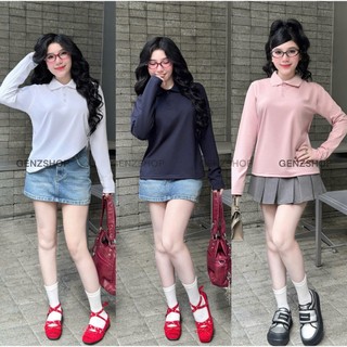  Áo POLO TAY DÀI Trơn Basic Phong Cách Thanh Lịch Genz BST26 Thu Đông Casual 