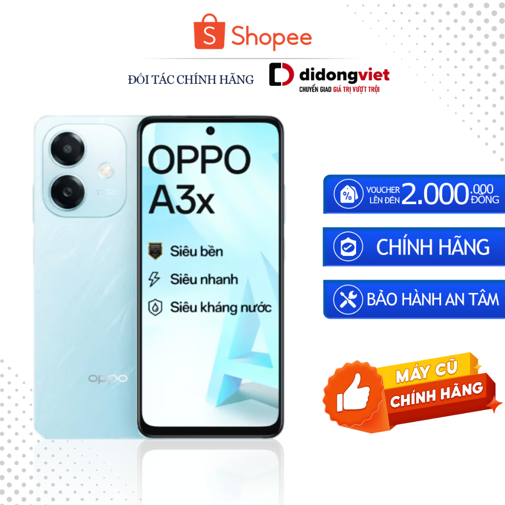 [Máy cũ] Điện thoại OPPO A3x 6GB | 128GB, Màn hình 6.67" -  Snapdragon 6s Gen 1 8 nhân - Camera 8.0 