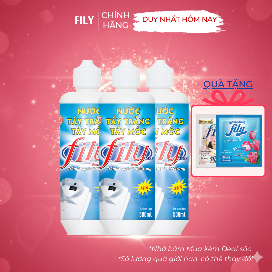 Chai Tẩy Mốc Quần Áo Trắng Không Phai Màu 500ml Fily Tẩy Vết Bẩn Quần Áo Làm Vết Bẩn Mốc Đồ Ăn Ố Màu