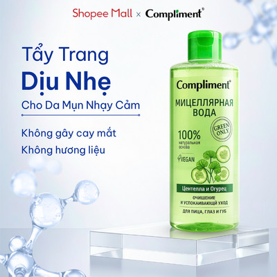 Nước Tẩy Trang Compliment Green Only Sạch Dịu Nhẹ, Giảm Sưng Đỏ Dành Cho Da Nhaỵ Cảm Dầu Mụn 400ml
