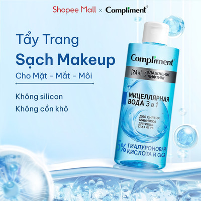 Nước Tẩy Trang Mắt Môi Compliment Sạch Sâu Lớp Maekup, Cấp Ẩm & Dịu Nhẹ, Không Gây Nhờn Rít 400ml