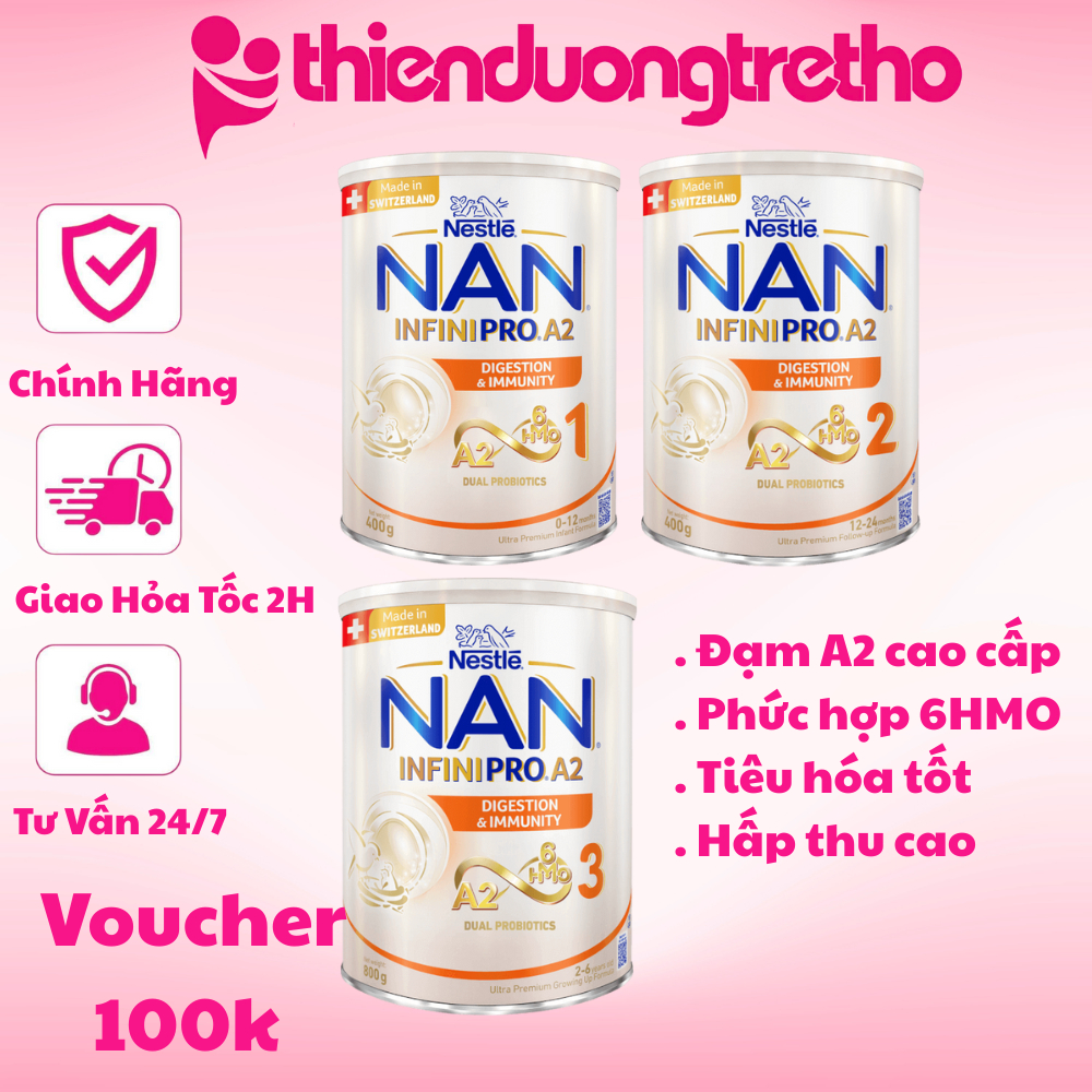 Sữa Bột Nan Infinipro A2 6HMO 800g số 1,2,3
