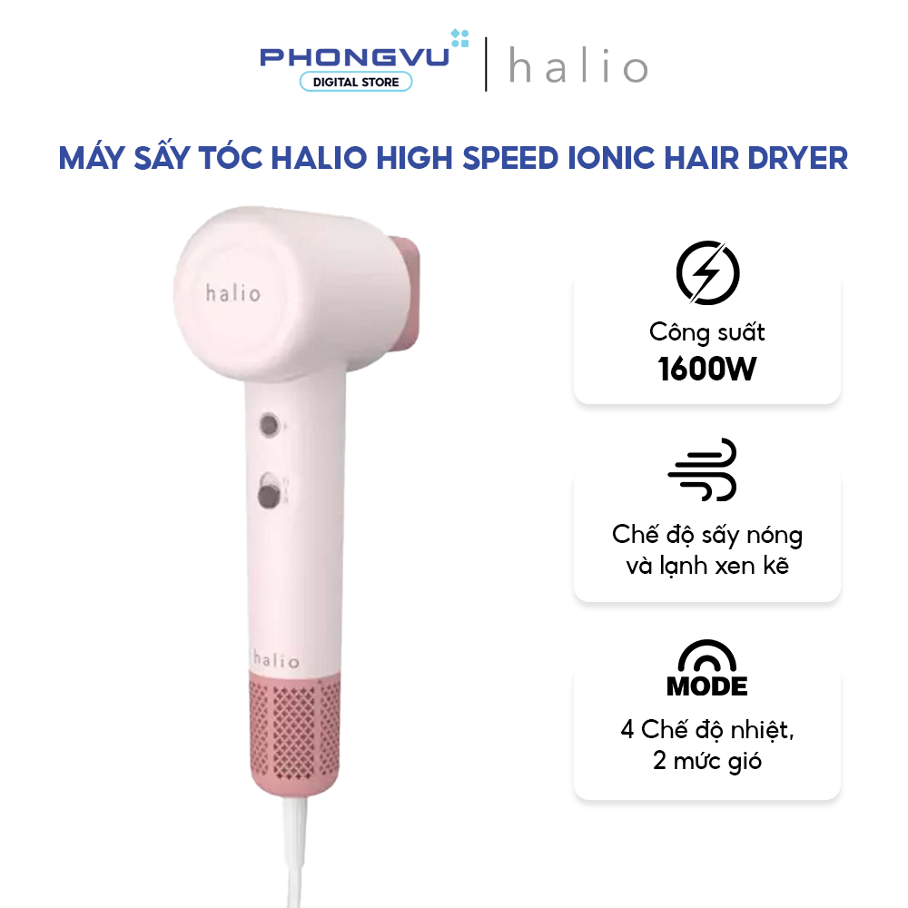 Máy Sấy Tóc Halio High Speed Ionic Hair Dryer - 1600W, 8 Chế độ, Sấy nhanh, ion âm - Bảo hành 12 thá