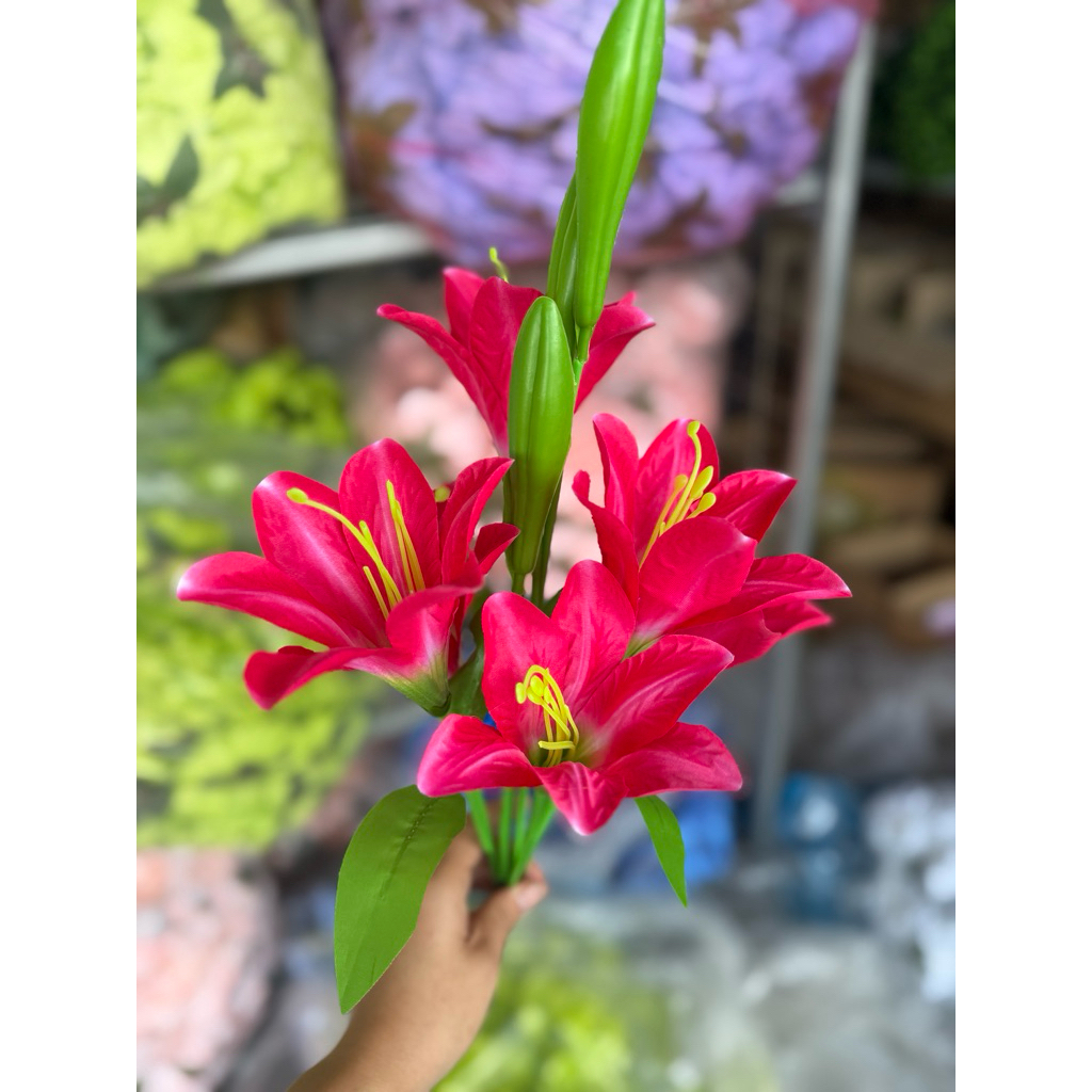 Hoa ly vải cao 40cm trang tri bàn thờ