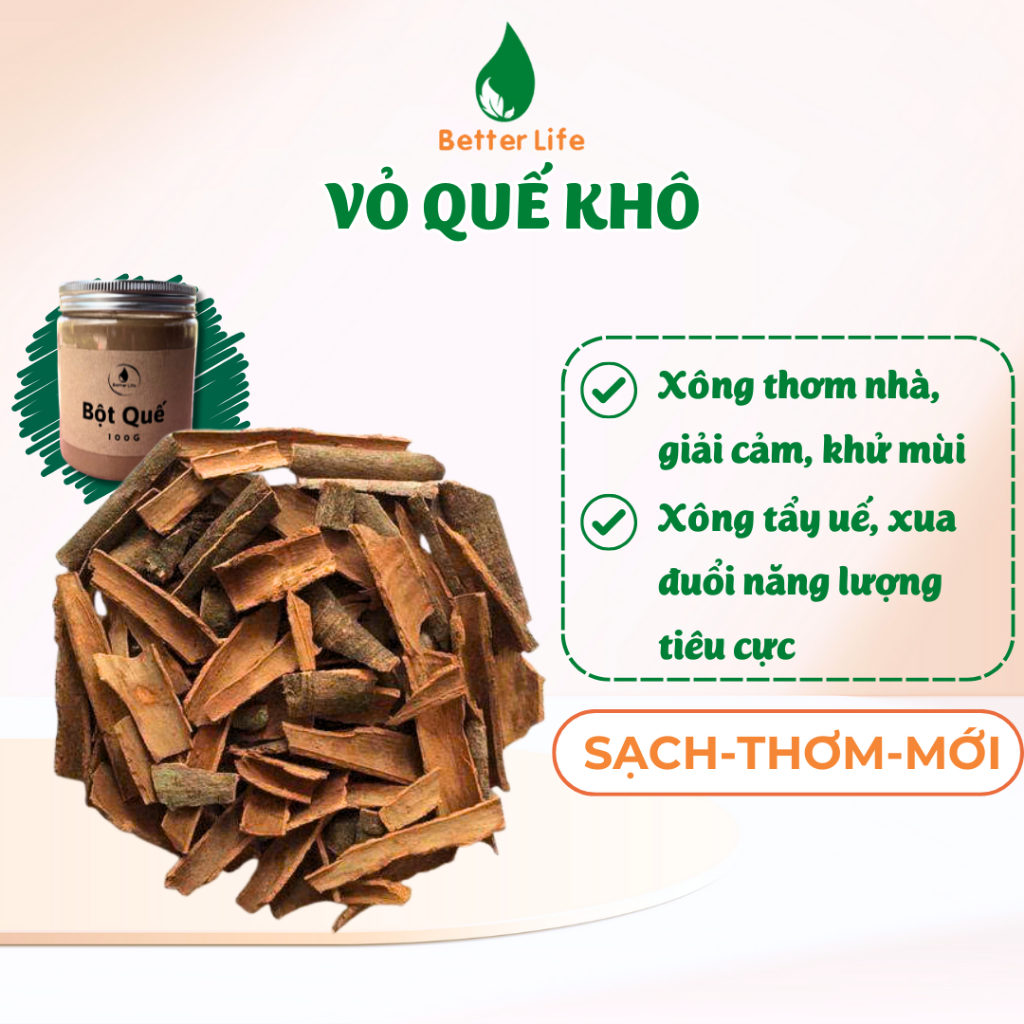 Vỏ quế khô dùng đốt với bếp xông thảo mộc giúp Khử mùi, Thanh lọc không khí, Thanh tẩy nhà cửa, Xua đuổi côn trùng