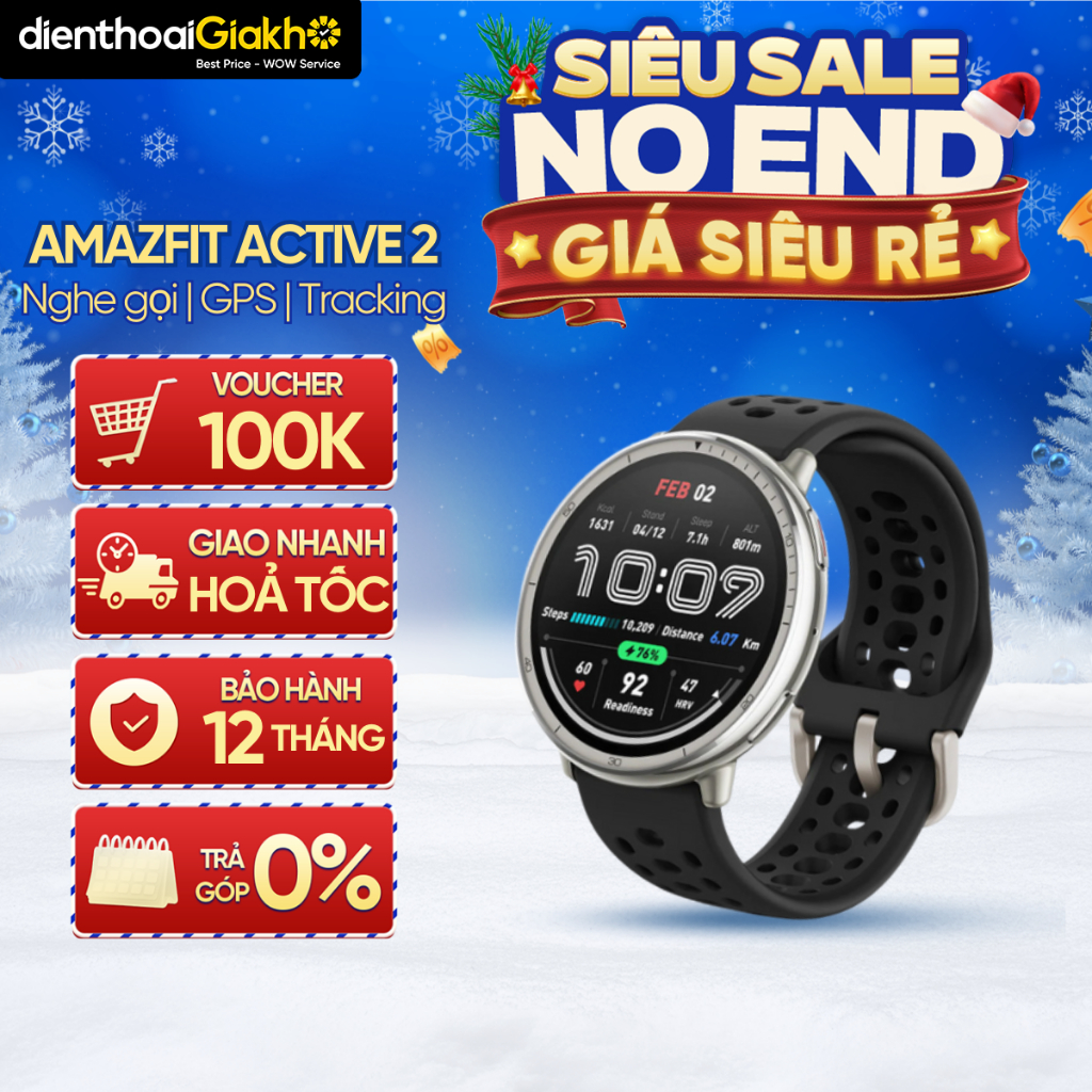    HỎA TỐC   Đồng Hồ Thông Minh Amazfit Active 2 43.9mm - Nghe Gọi Qua Bluetooth Thiết Lập Bản Đồ - Chính Hãng 