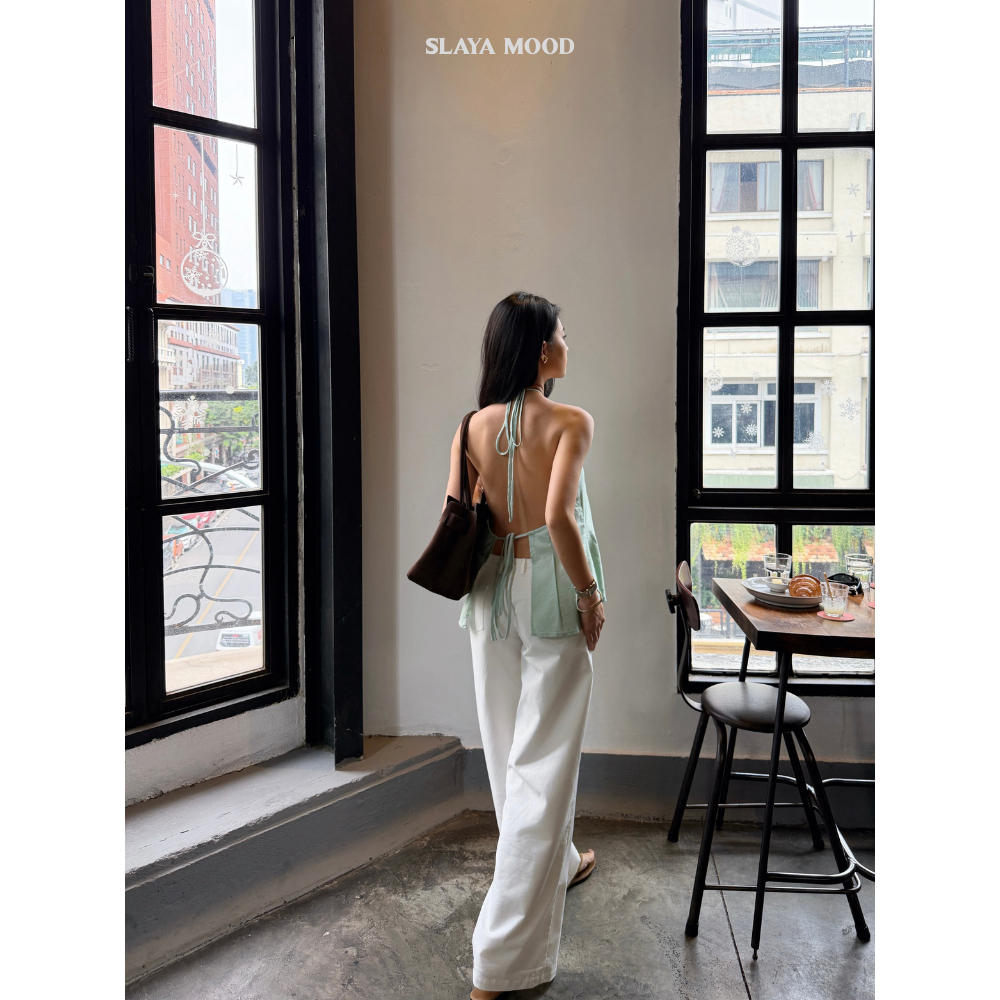 (DEAL 15/1) Quần Linen Tưng Đáy Trễ Ống Suông Rộng - Low-rise Linen Pants - SLAYA MOOD