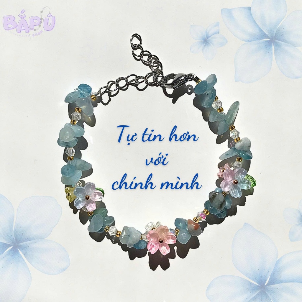 [Bắp Ú] Vòng tay handmade Yêu Thương, vòng tay đá tự nhiên may mắn {MV04}