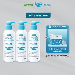  Set 3 Gel tắm ngừa mụn Novocare - Freeskin Forte Acne Clear Body Shower Gel 250ml dùng cho mụn cơ thể viêm nang lông 