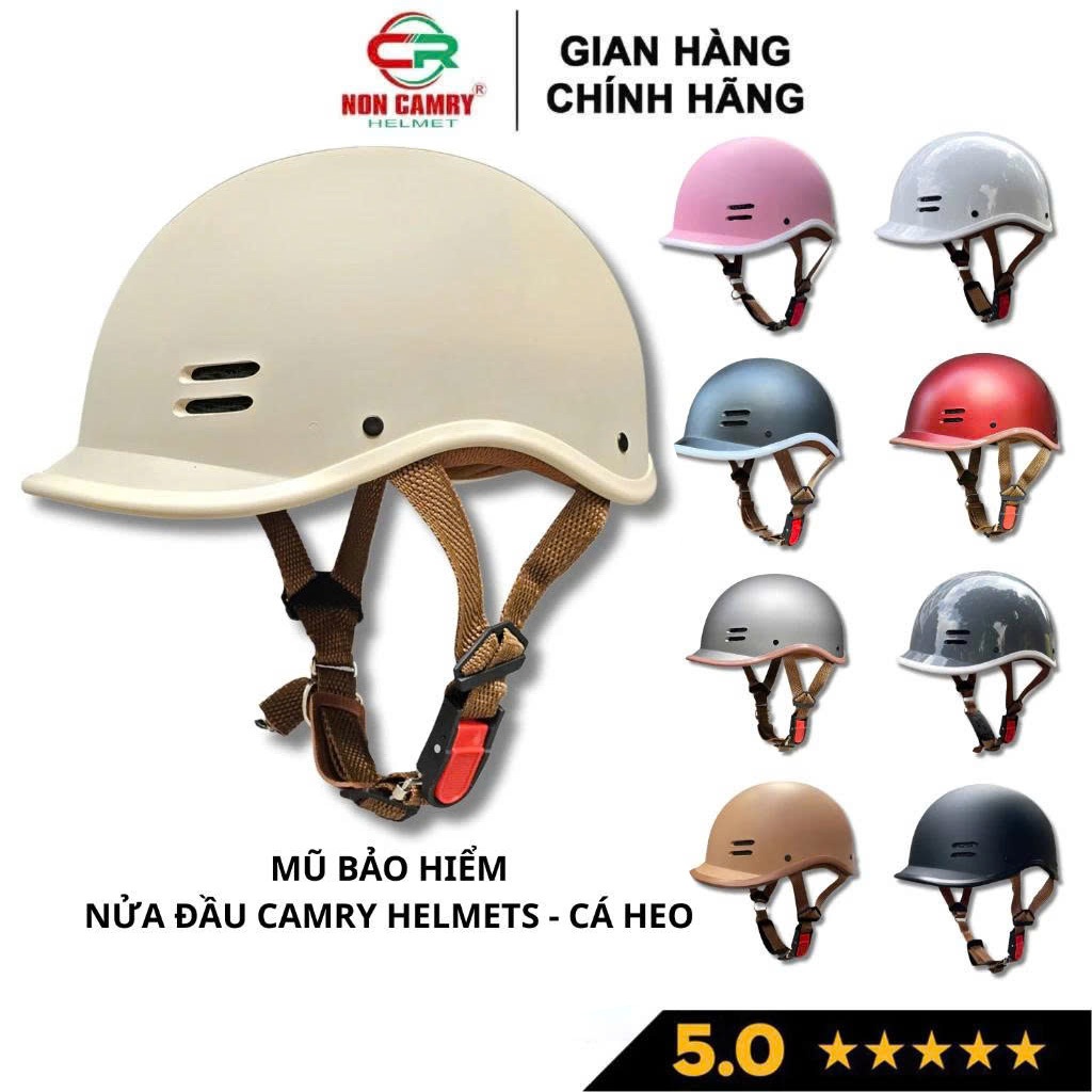 Nón Bảo Hiểm nửa đầu cá heo CAMRY HELMETS an toàn, nhiều màu thời trang cá tính, Freesize(55-59cm)