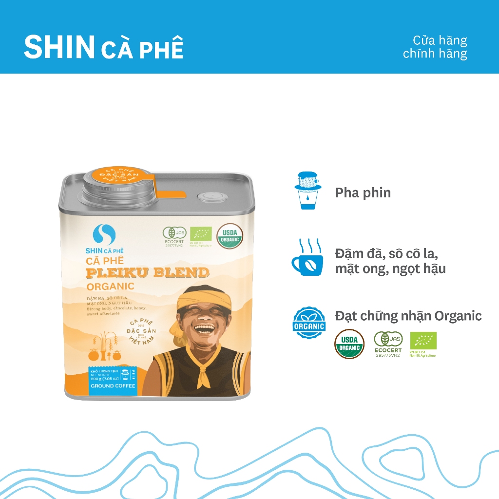Cà Phê Đặc Sản Pha Phin - Pleiku Blend Organic – SHIN Cà Phê - Hộp 200g
