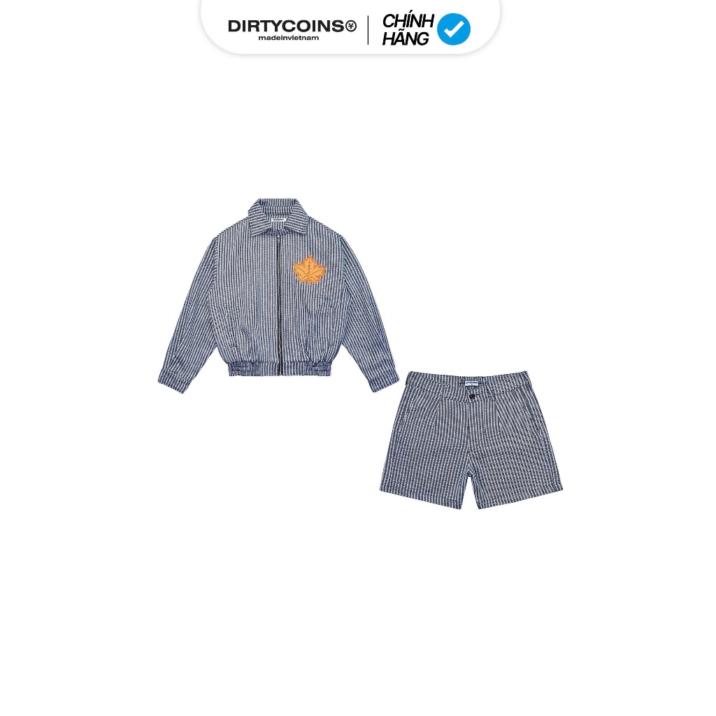Combo Quần Áo DirtyCoins Bomber Striped Maple Leaf Grey + Striped Maple Leaf Grey Short