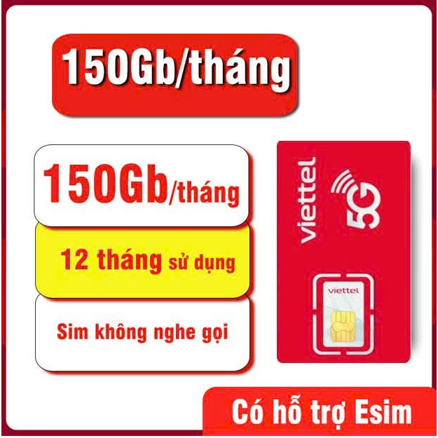 Sim Viettel 5G Miễn Phí 1 Năm Vào Mạng Tốc Độ Cao 150GB/ Tháng