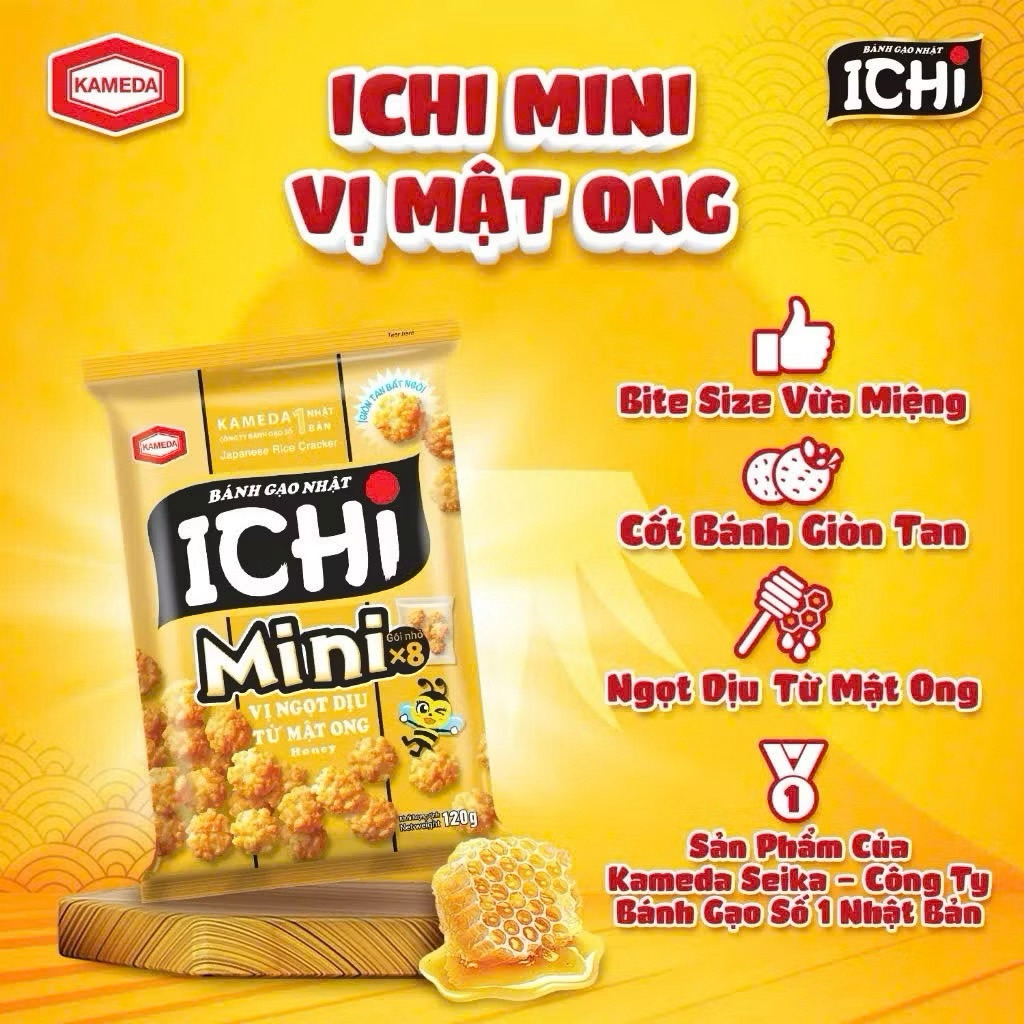 Combo 2 gói bánh gạo Ichi/ Ichi mini mật ong gói 100-150g