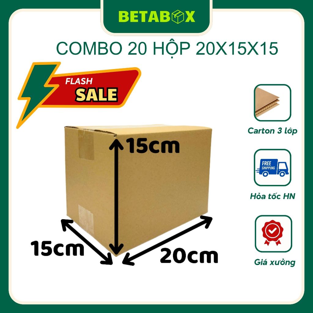 BETABOX - 20x15x15 Combo 20 Hộp carton đóng hàng