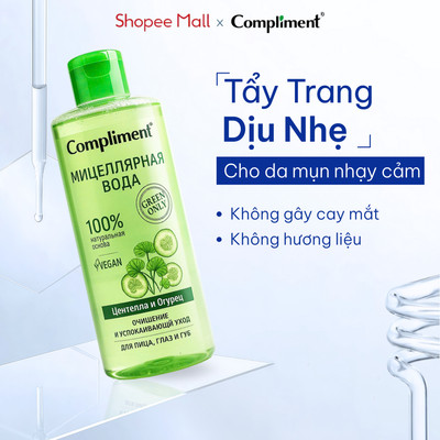 Nước Tẩy Trang Compliment Green Only Sạch Dịu Nhẹ, Giảm Sưng Đỏ Dành Cho Da Nhaỵ Cảm Dầu Mụn 400ml
