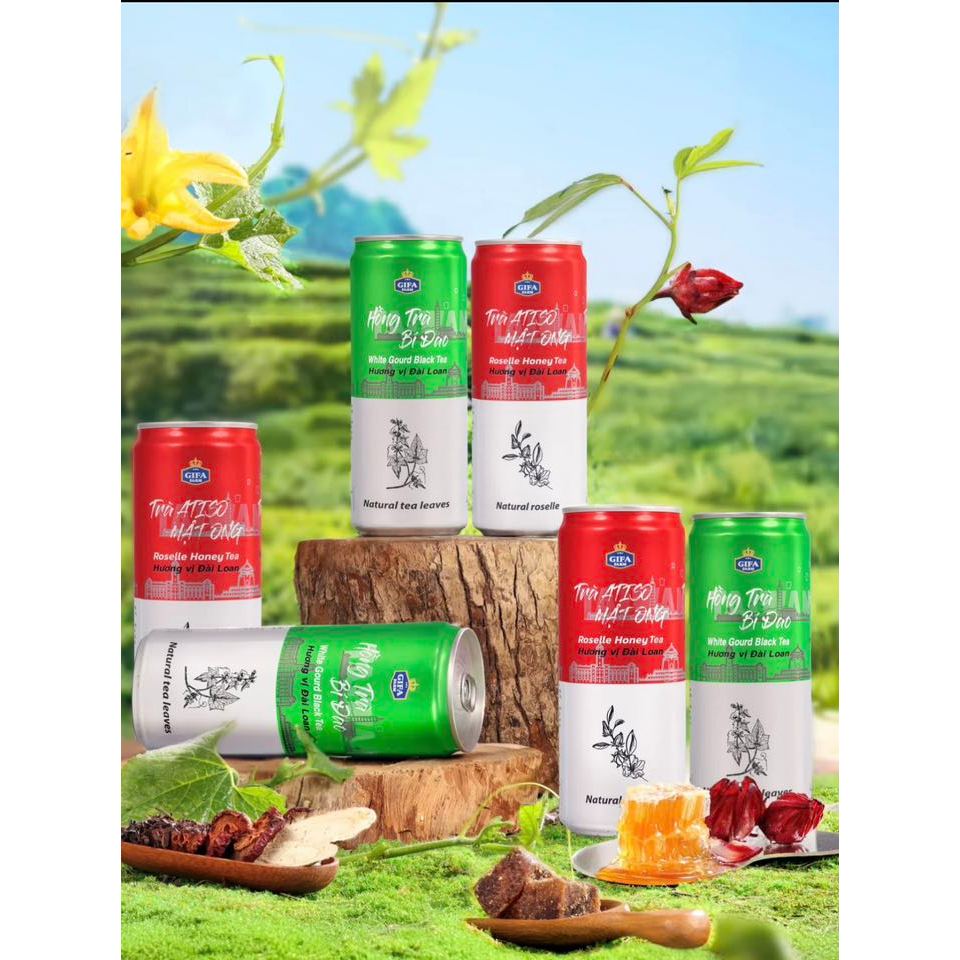 Thùng 24 lon Hồng Trà Bí Đao hương vị Đài Loan, thanh nhiệt cơ thể