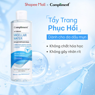 Nước Tẩy Trang Micellar Water Compliment Sạch Sâu Kiềm Dầu, Gỉam Mụn Mờ Thâm Cho Da Dầu Mụn 400ml