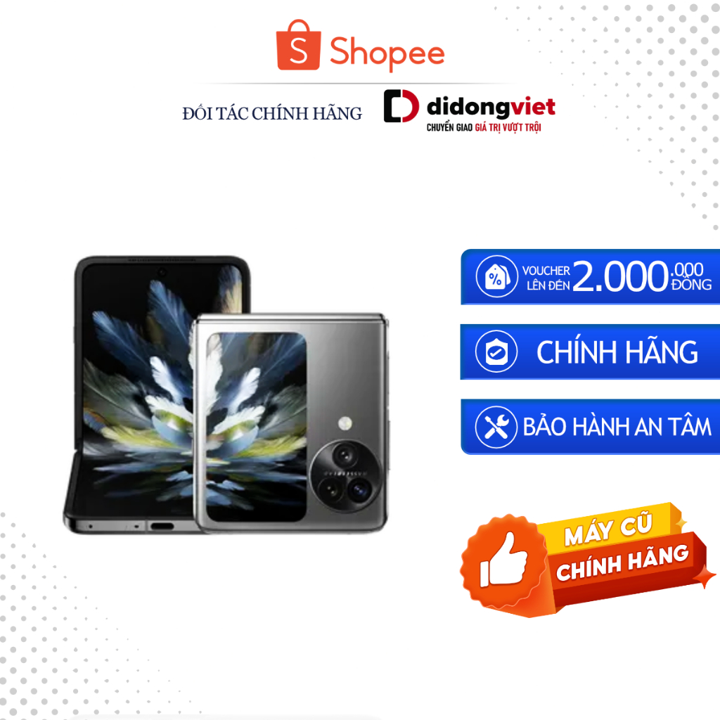 [Máy cũ] Điện thoại OPPO Find N3 Flip 12GB | 256GB, 6.8" - Mediatek Dimensity 9200 - Camera 32MP - 4