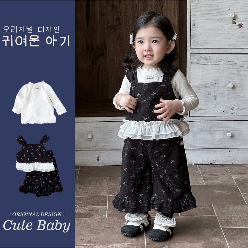 𝐀𝐩𝐫𝐢𝐥 𝐛𝐞́𝐛𝐞́ - Set bộ đồ bé gái Quần Ống Rộng xanh than Hàn Quốc thu đông