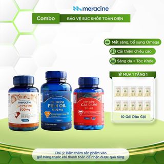  Combo TPBVSK Canxi Meracine Calcium D3K2 Viên Uống Dầu Cá Meracine Fish Oil và Viên uống Meracine L-Cystine 