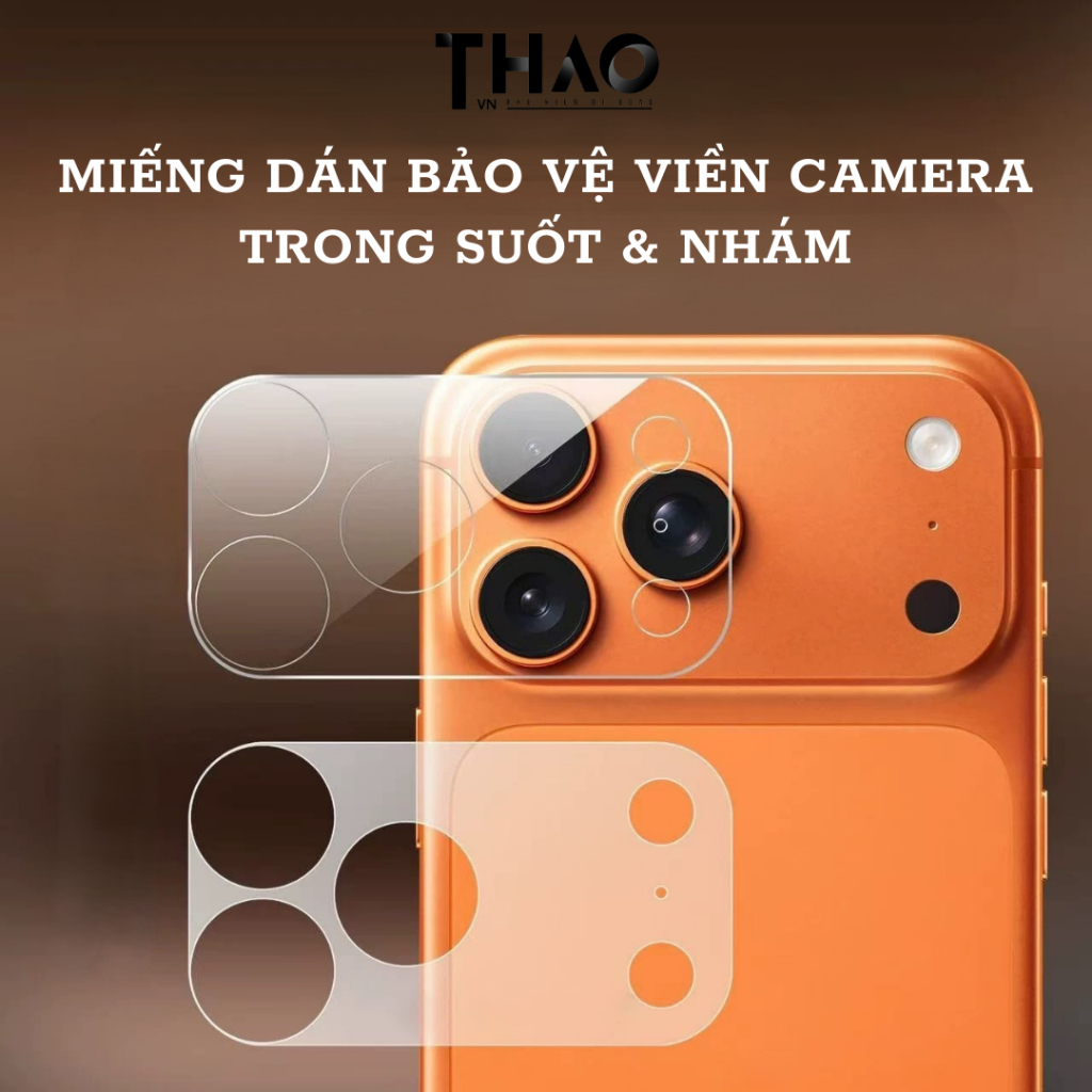 COMBO 2 miếng dán bảo vệ viền camera dành cho iP 17 Series, miếng dán nhựa mỏng hỗ trợ chống trầy xước
