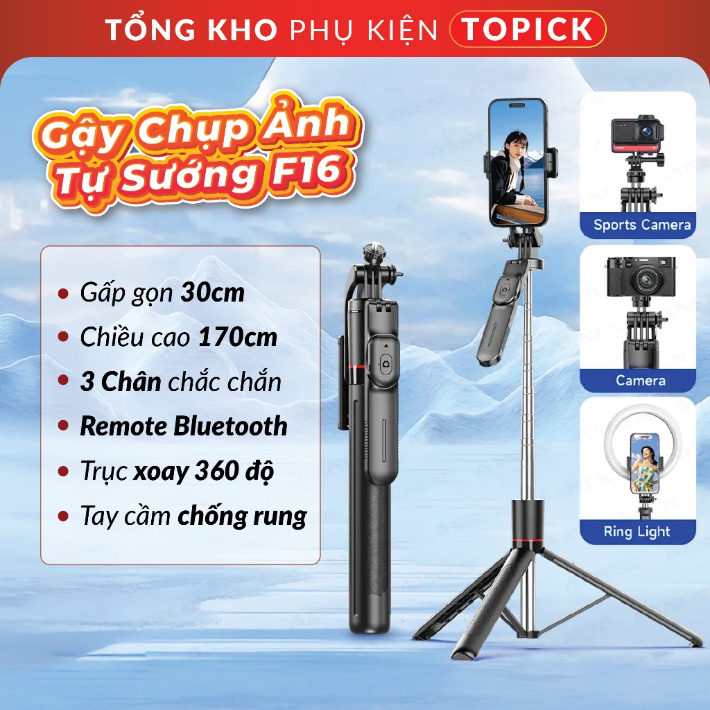 Gậy Chụp Ảnh Tự Sướng F16