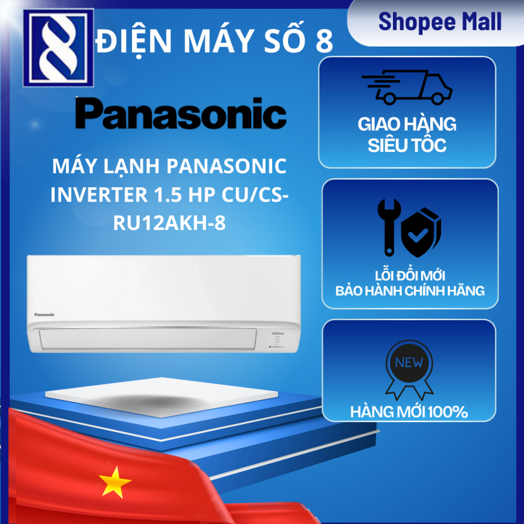 Điện Máy Số 8 | CU/CS-RU12AKH-8 | Máy lạnh Panasonic Inverter 1.5 HP CU/CS-RU12AKH-8 - Chính Hãng