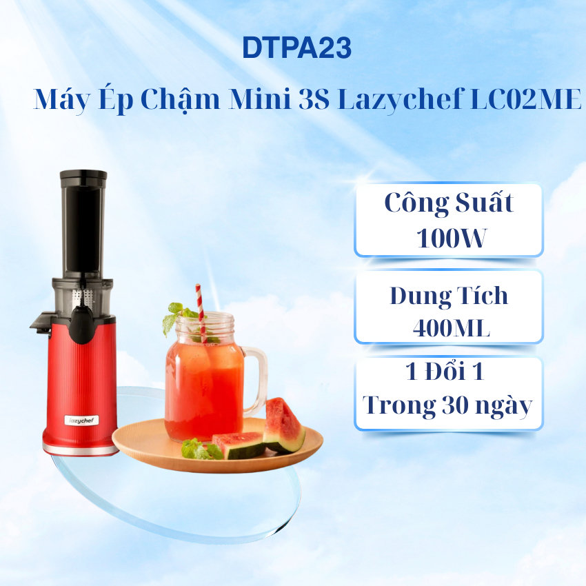 Máy Ép Chậm Mini 3S Lazychef LC02ME Hàng Chính Hãng,Tháo Lắp Trong 3 Giây, Bảo Hàng 12 Tháng