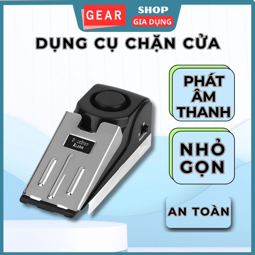 Dụng cụ chặn cửa chống trộm GEARSHOP cảm biến báo động thông minh, tặng kèm pin 9V