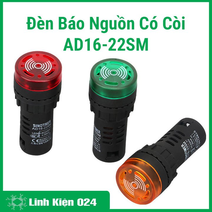 Đèn Báo Nguồn Có Còi AD16-22SM 220VAC