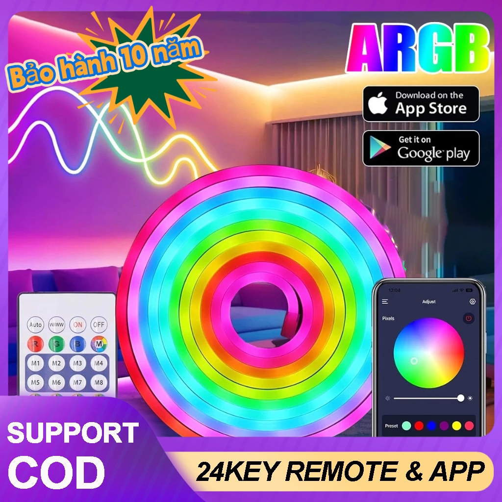 Đèn neon 1M-10M 5V ARGB, đèn LED không thấm nước
