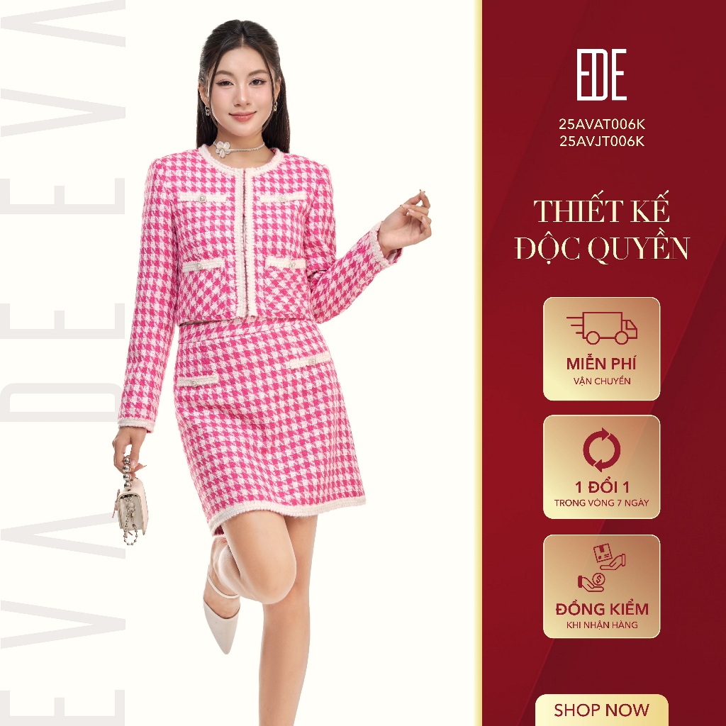 Áo khoác tweed nữ thiết kế Eva de Eva 25AVAT006K