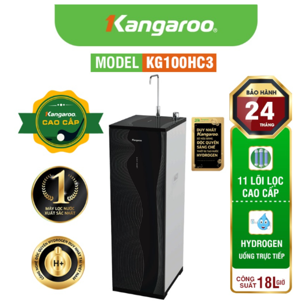Máy lọc nước Kangaroo Hydrogen KG100HC3, 11 lõi, 2 chế độ nước, Bảo hành chính hãng 24 tháng