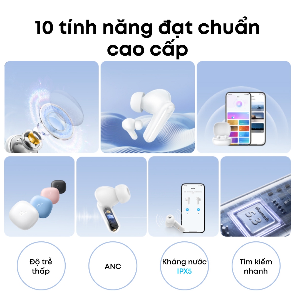 Tai nghe bluetooth soundcore R50i (P20i) siêu nhỏ gọn | 30 giờ phát nhạc | Chống nước IPX5 | Tích hợp phiên dịch | BigBuy360 - bigbuy360.vn