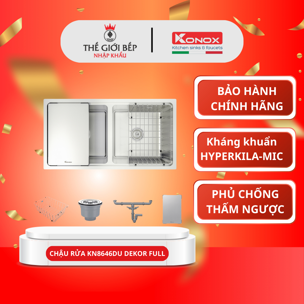 Chậu Rửa Bát Konox KN8646DU Dekor Undermount Sink - Lắp Âm Bàn, Chống Ồn Hiệu Quả