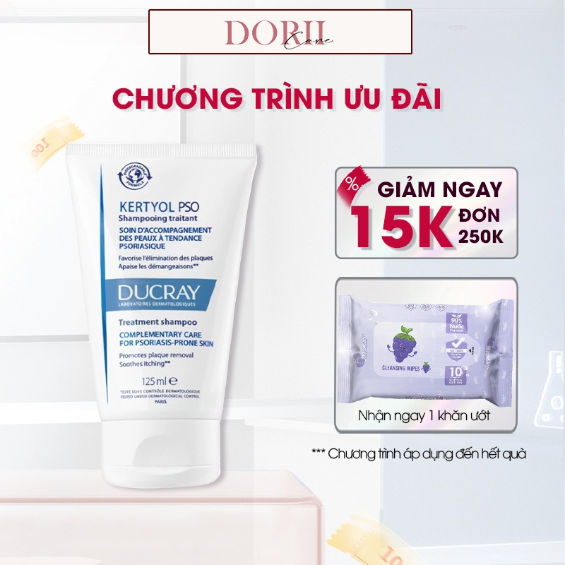 Ducray Dầu Gội Ngăn Ngừa Gàu Mảng Ducray Kertyol PSO 125ml tặng khăn giấy