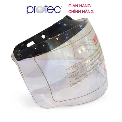 Kính chắn gió, chắn bụi mũ bảo hiểm cao cấp Protec, 3 khuy bấm tiện lợi gắn mũ 1/2 và 3/4