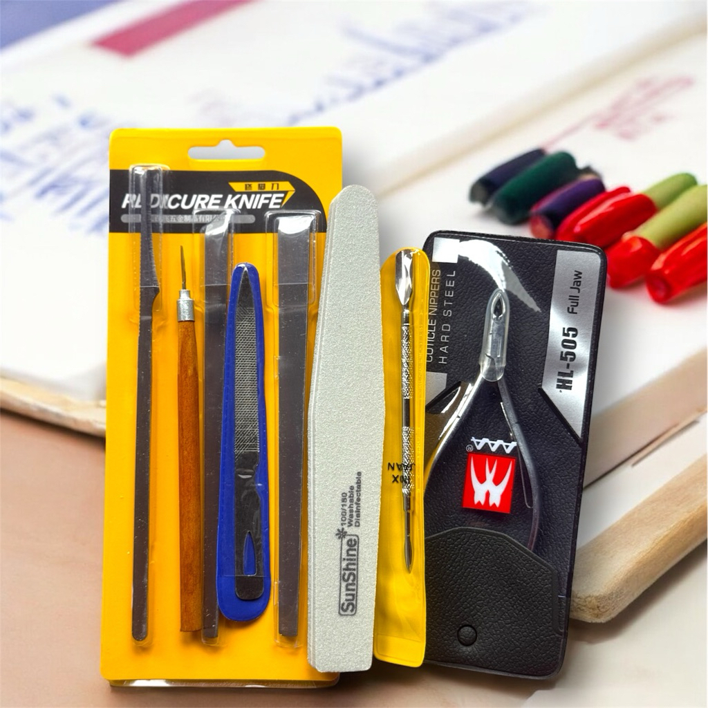 Dụng cụ làm nail 8 món, kềm cắt da bán nguyệt AAA-505 , Trọn bộ dành Cho Chị Em Hay Làm Nails Ngoài Tiệm
