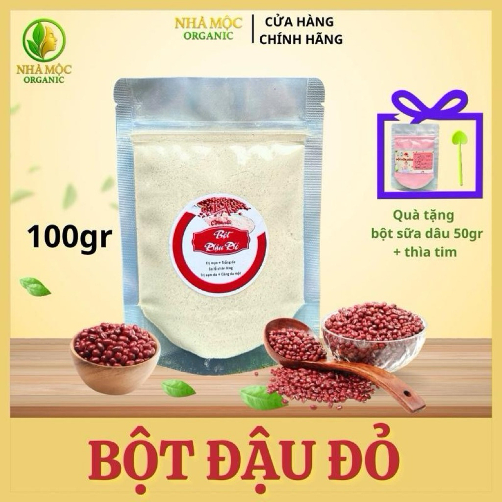 [Quà thìa + dâu sữa] 100gr Bột Đậu Đỏ  Organic – Tắm Trắng & Đắp Mặt, dưỡng trắng da, dưỡng ẩm, tẩy tế bào chết