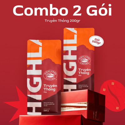 Combo 2 gói Cà phê rang xay Truyền Thống Highlands Coffee 200g/gói