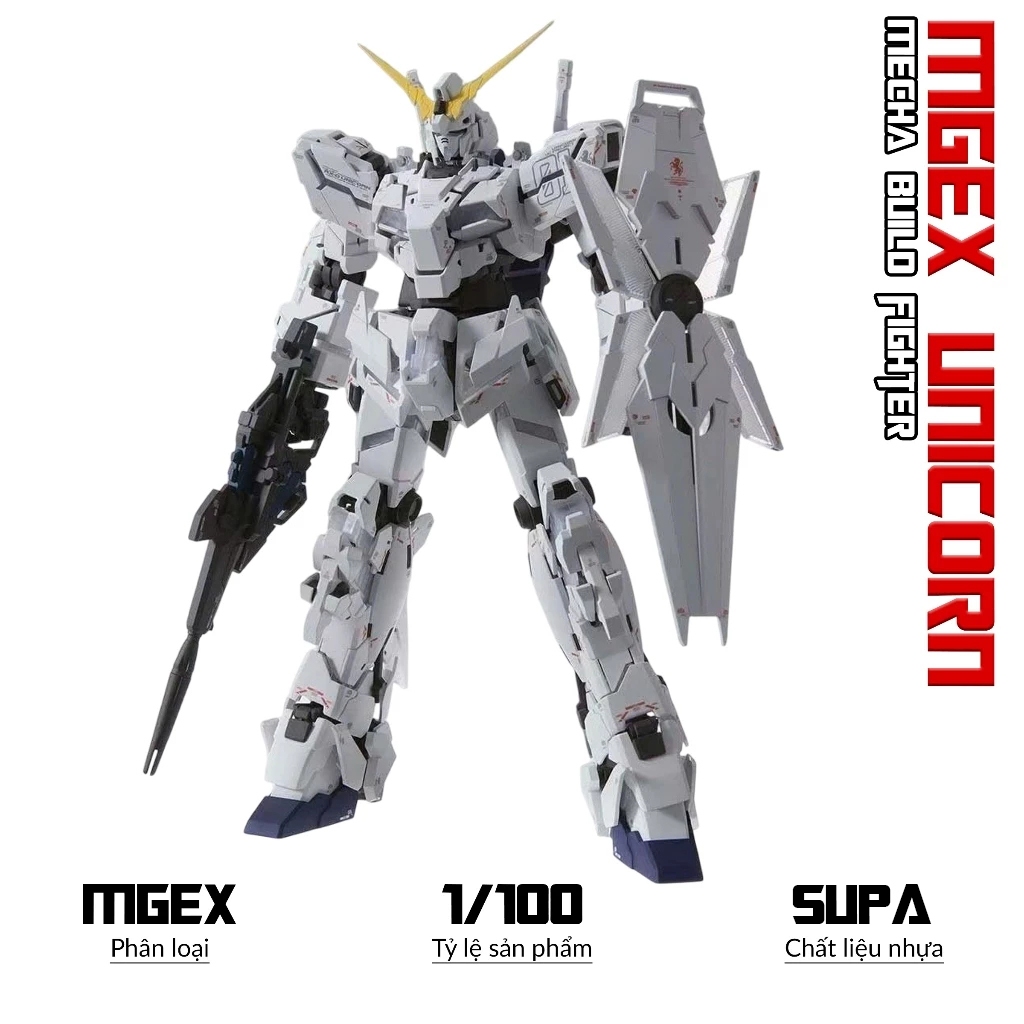 Mô hình SUPA MGEX RX-0 Unicorn, 1/100 Mecha, Đồ chơi lắp ráp nhựa
