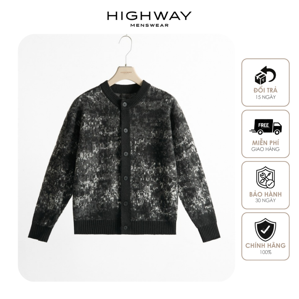 Áo cardigan len nam hoạ tiết loang Highway (Menswear) Milton