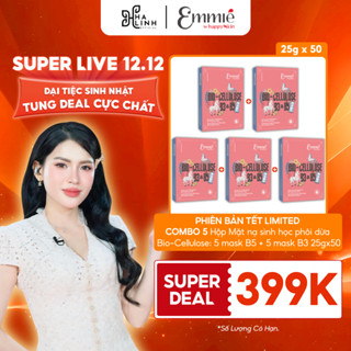   SPD VHL x Emmié  PHIÊN BẢN TẾT LIMITED COMBO 5 Hộp Mặt nạ sinh học phôi dừa Bio-Cellulose: 5 mask B5 + 5 mask B3 25gx50 