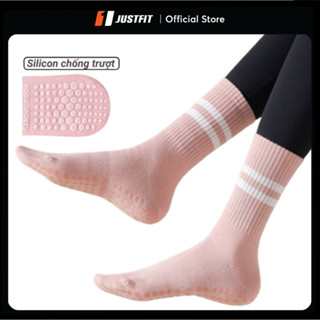 Tất thể thao JUSTFIT cao cổ tập yoga, vớ cao cổ cho nữ chơi thể thao, chạy bộ chống trượt