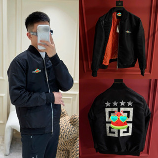  Áo khoác bomber gió nam nữ PB thêu chữ ngực phối logo ô vuông da lưng trần bông 3 lớp basic boy phố AK288P 