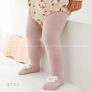 Sulie House- Quần legging gân tăm, quần len lót lông cho bé gái – Quần tất có bàn mặc váy mùa đông