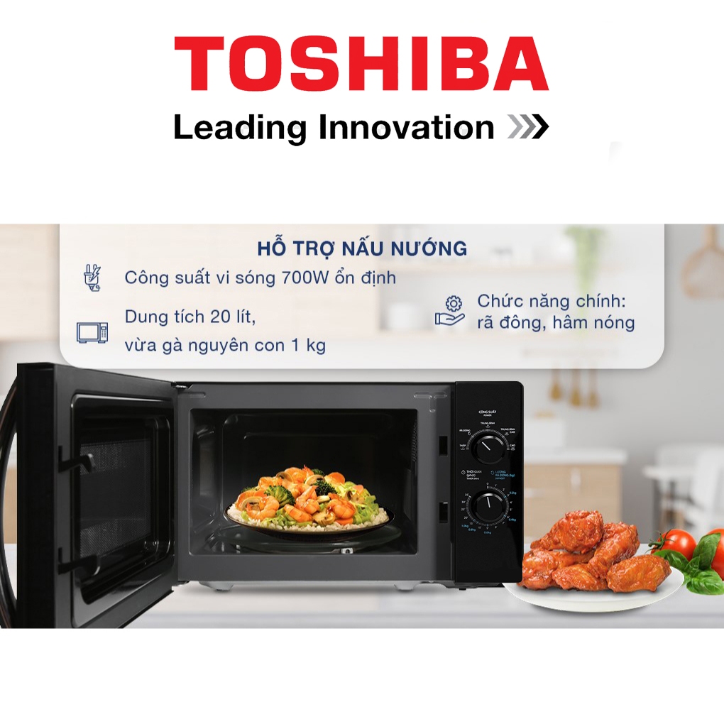 Lò Vi Sóng Toshiba MW2-MM20P(BK-W), 20Lit - 700w, Hàng Chính Hãng | BigBuy360 - bigbuy360.vn