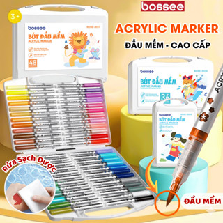  Bút Màu Acrylic Marker 24 36 48 60 Màu Đầu Brush Mềm Mại Điều Chỉnh Nét Vẽ Đa Dạng - Vẽ Lên Mọi Chất Liệu _ Bositu Store 