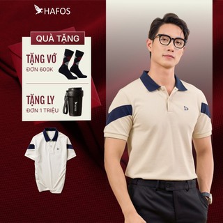    SALE 50%   Áo Polo Nam JAN Falcon HAFOS chất vải Smart Pique cải tiến áo thun có cổ nam màu be phối màu thanh lịch. 